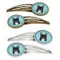 Carolines Treasures Checkerboard Blue French Bulldog Barrettes Hair Clips, Set of 4, 4PK BB1165HCS4